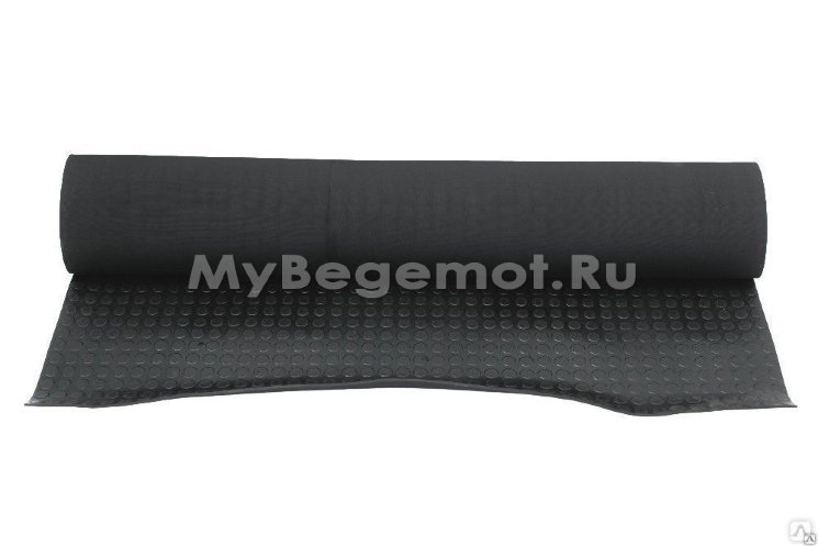 Рулонная резина, резиновое покрытие  "Монетка" 1.2*5.0 м, 3 мм, черный