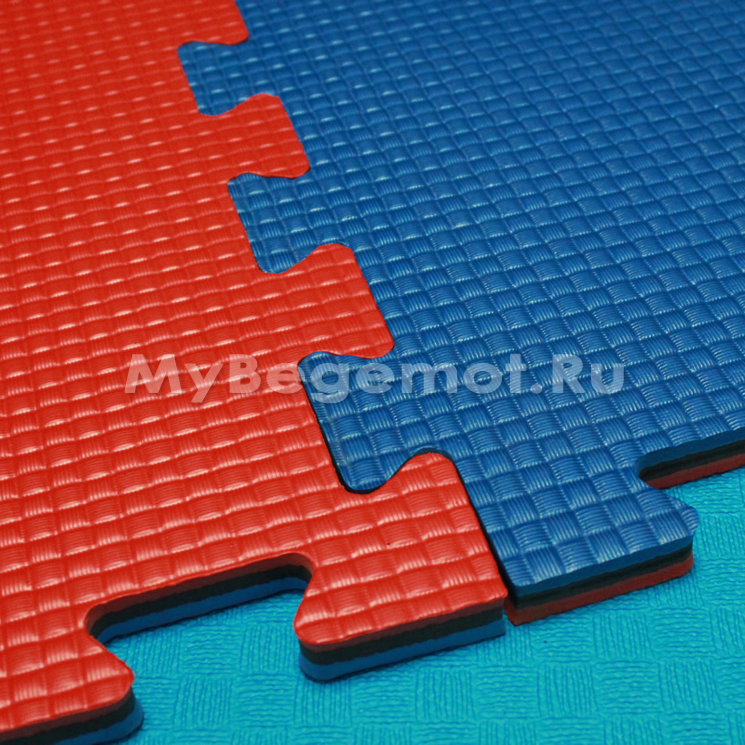 Будо-маты, спортивные маты ЭВА JE 100х100x2 см, красно-синие