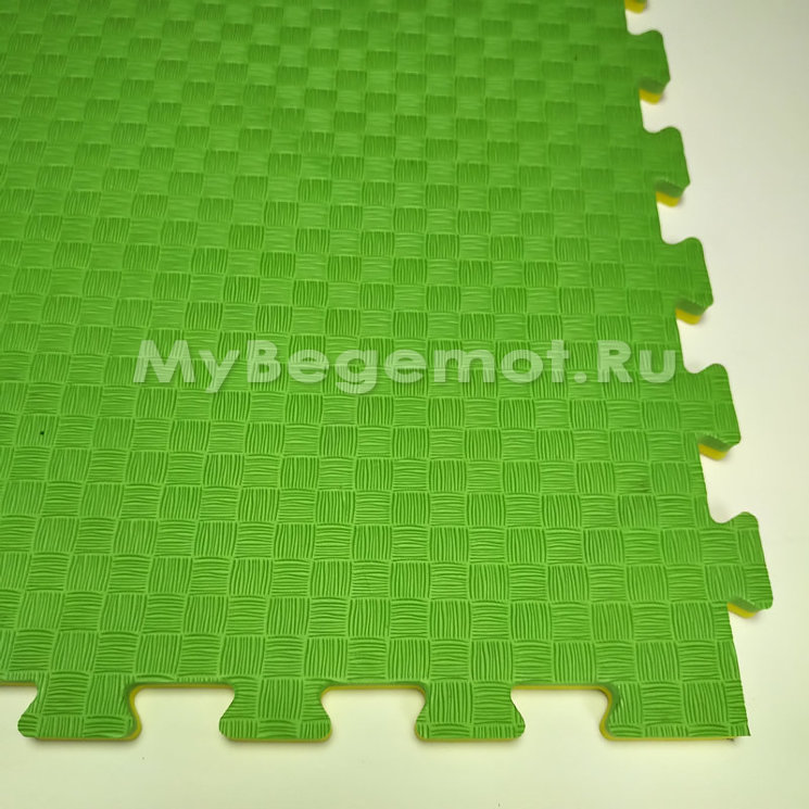 Спортивные маты ЭВА 100х100x2 см, желто-зеленые